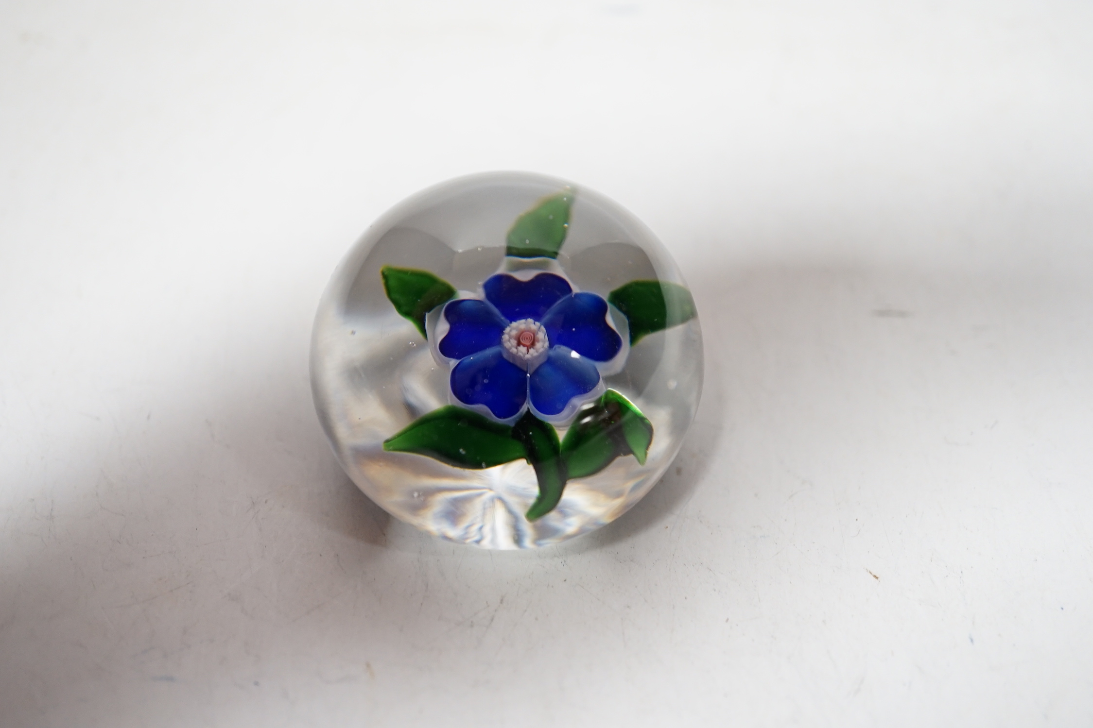 A Baccarat miniature dog rose paperweight, 4.5cm in diameter